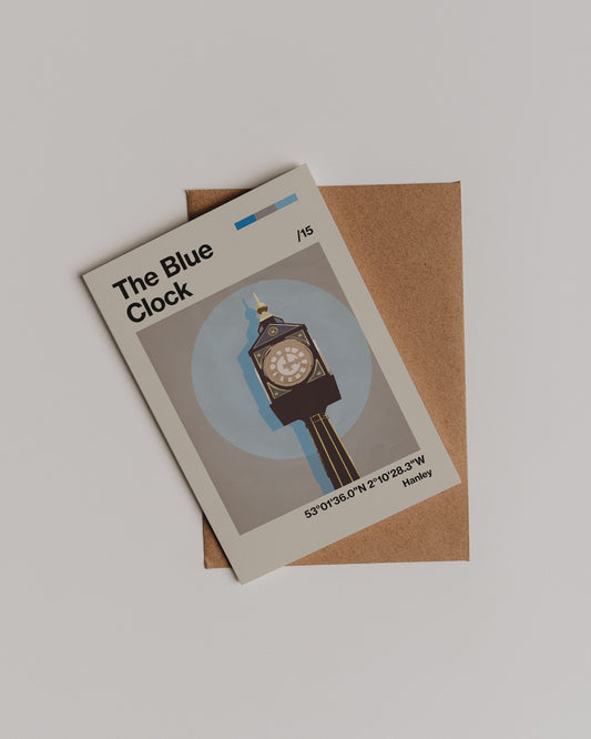 The Blue Clock Greetings Card