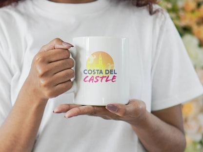Costa Del Castle Design Mug - Newcastle Under Lyme Neon Synthwave