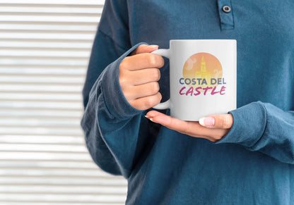 Costa Del Castle Design Mug - Newcastle Under Lyme Neon Synthwave