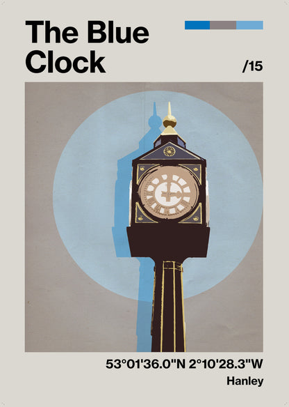 Blue Clock Hanley Poster Print